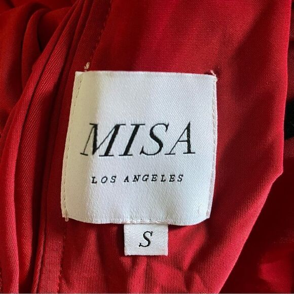 MISA Los Angeles Xenia Dress red jersey draped tie maxi Revolve $330 Sz S - Picture 7 of 11